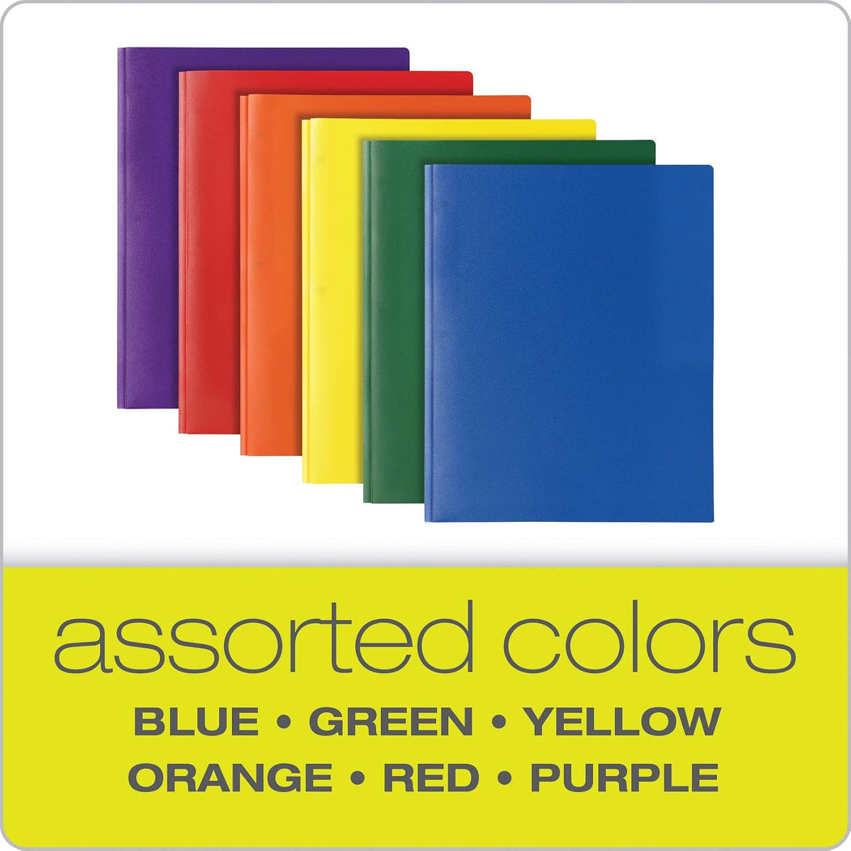 Oxford - Carpetas de 2 bolsillos con sujetadores, carpetas de plástico resistentes, tamaño carta, Asstd. Colores (azul, verde, amarillo, naranja, rojo, morado, paquete de 12 unidades (13188)