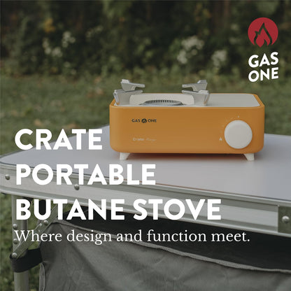 Gas One - Estufa de combustible butano - Serie de cajas - Mini estufa para camping, senderismo, estufa de gas portátil con llama en espiral, distribución uniforme del calor, moderna y fácil de usar