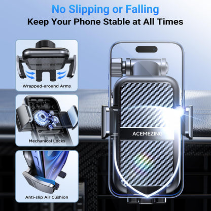 Soporte para teléfono de automóvil 3 en 1 [122+LBS con succión más fuerte y brazo de abrazadera estable] Soporte ajustable para teléfono de automóvil de 360°, soportes para teléfono celular para tu automóvil para