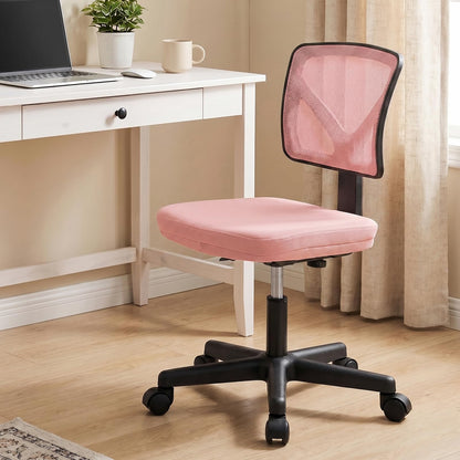 Sweetcrispy - Silla de computadora de Oficina, ergonómica, con Respaldo bajo, con Ruedas, Asiento cómodo sin Brazos, Soporte Lumbar para el hogar, recámara, Estudio, Estudiante, Adultos, Color Rosa