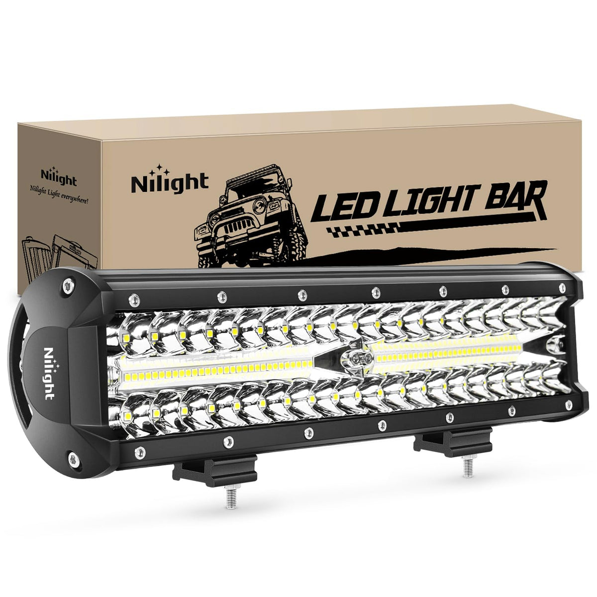 Nilight Barra de Luz LED Ámbar, 2 Piezas Triple Fila 6.5 Pulgadas, 120W - 12Inch 300W Triple Row Lights
