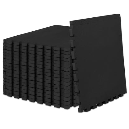 ProsourceFit Tapete de Ejercicio Rompecabezas de Espuma EVA - Black - 1 inch - 72 Sq Ft - 18 Tiles - 1" - 72 Sq Ft - 18 Tiles