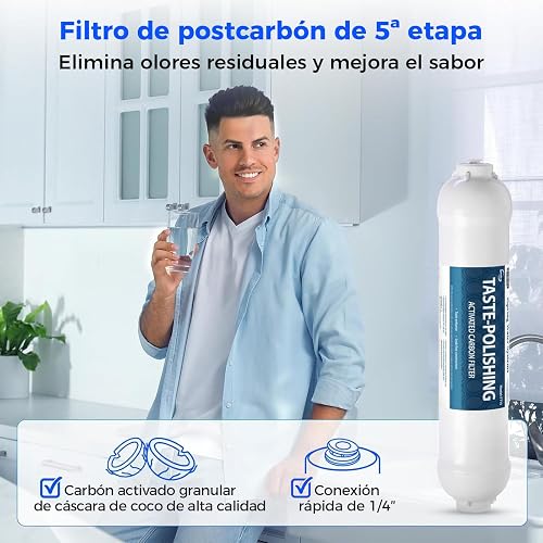 iSpring F9K Filtro de Repuesto para Ósmosis Inversa Alcalina de 6 Etapas | Juego de cartuchos para 1 año. Sin membrana. Compatible con sistemas RO alcalinos. Filtro Alcalino