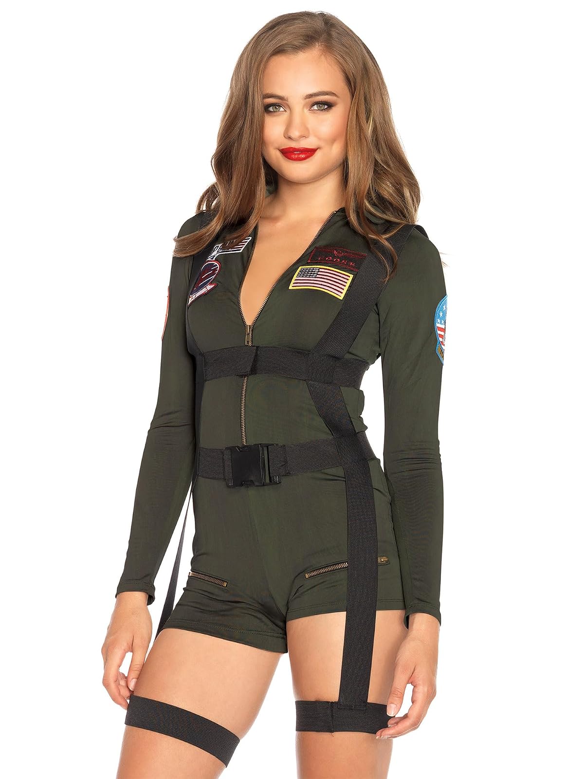 Leg Avenue Top Gun Short Romper Costume Disfraces de tamaño adultoMujer