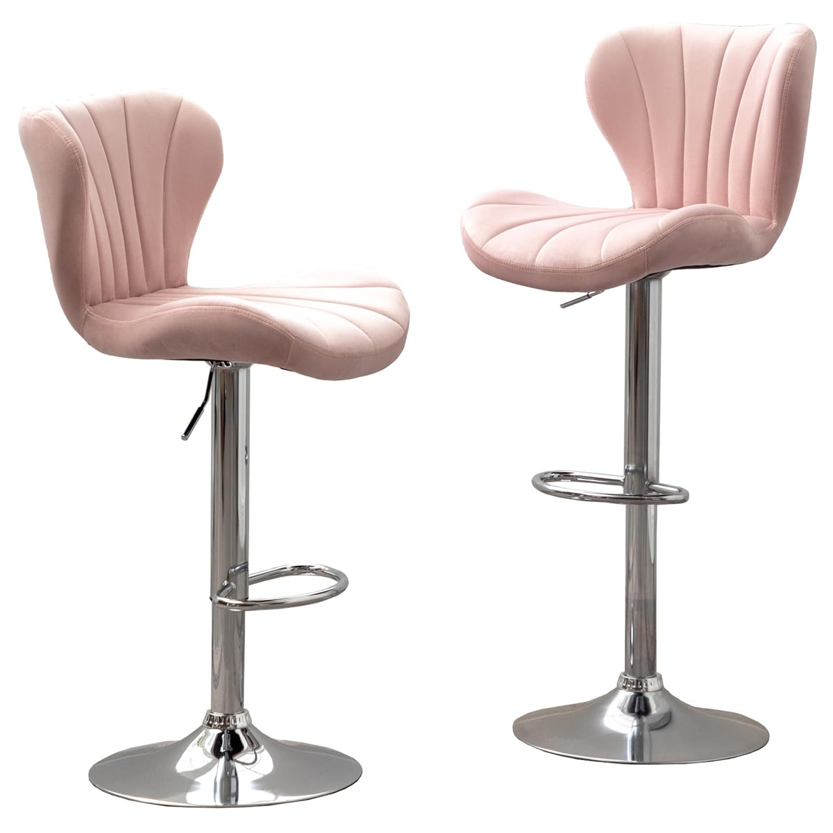 Roundhill Furniture Ellston - Taburetes giratorios de Terciopelo Ajustables en Color Rosa, Juego de 2