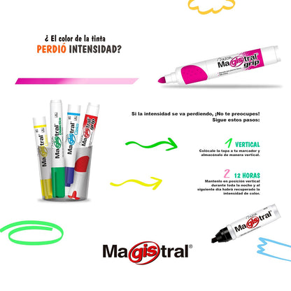 AZOR - Marcadores Para Pizarron Blanco, 16 Piezas, Multicolor, Magistral Clasico, Punta De Cincel, Borrado Sin Residuos, 301.83416