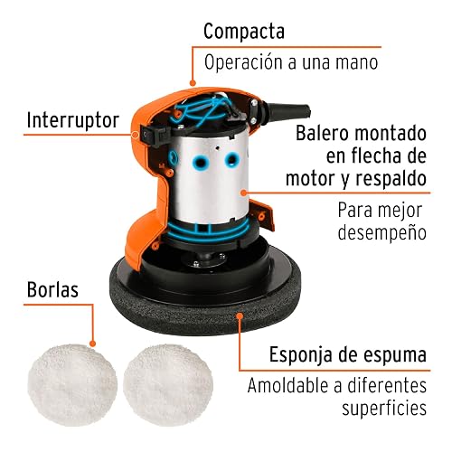 TRUPER Pulidora Orbital de Mano de 6 in 45W, Naranja