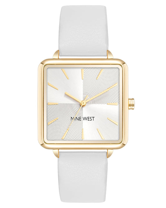 Nine West - Reloj con correa para mujer, Blanco/Dorado, Moderno