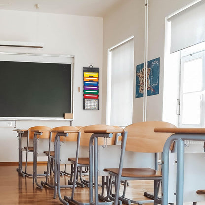 Samsill Organizador de archivos de pared en cascada, organización y almacenamiento Classrom, 6 carpetas extraíbles de polietileno para colgar, organizador de pared de centro de mando, gris con