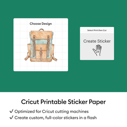 Cricut Papel calcomanía imprimible para impresora láser, 25 unidades, tamaño de letra de EE. UU. (8.5 x 11 pulgadas), color blanco, para hacer pegatinas personalizadas, decoración personalizada