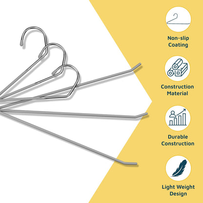 Lifemaster 50-Pc Heavy Duty Metal Non-Slip Pants Hanger Set - Space-Saving Closet Hangers for Pants, Jeans, Blankets, and More - Organize with Open-Ended Sleek Design - Grey