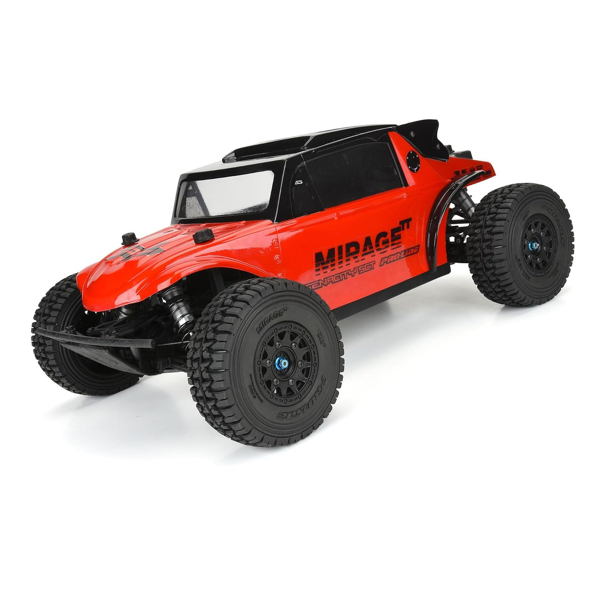 Pro-line Racing Mirage TT - Neumáticos SC con cinturón de 2.2"/3" montados en Raid Negro 6x30 ruedas hexagonales extraíbles de 12 mm y 14 mm 2 PRO1024811