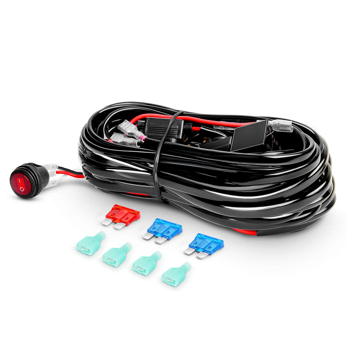 Nilight Juego de Barras de luz LED, 300 W, 300 W, Triple Fila, Foco de inundación, 2 Piezas de 4 Pulgadas 60 W de Triple Fila LED con arnés de cableado para iluminación Todoterreno ATV Barco