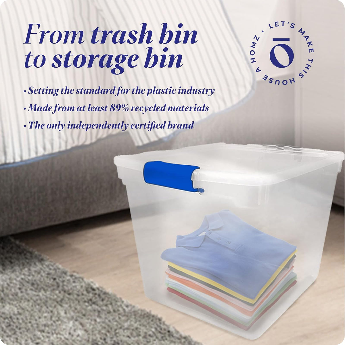 Homz Almacenamiento de plástico, 31 Cuartos - 4 Pack, Transparente, 31 qt, 1, 4