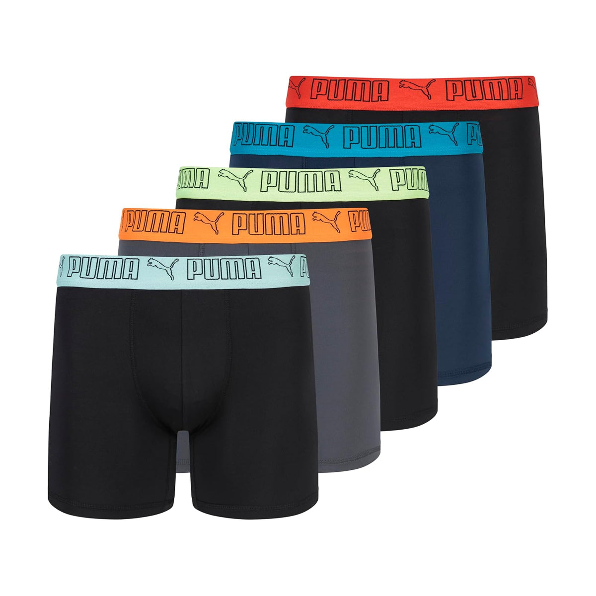 Puma Paquete de 5 Calzoncillos Boxer Performance para Hombre - CH - Negro - gris - azul marino - brillante