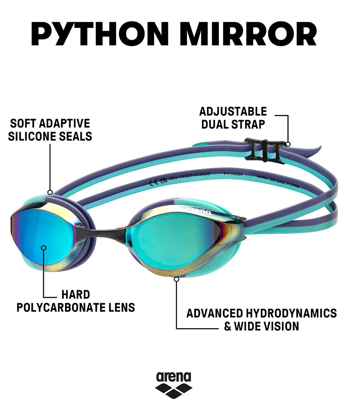 ARENA - anteojos de natación unisex con espejo de pitón