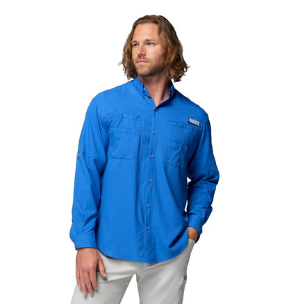 Columbia PFG Tamiami II Camisa de Manga Larga para Hombre - Azul Vivido - XXL - Sólido