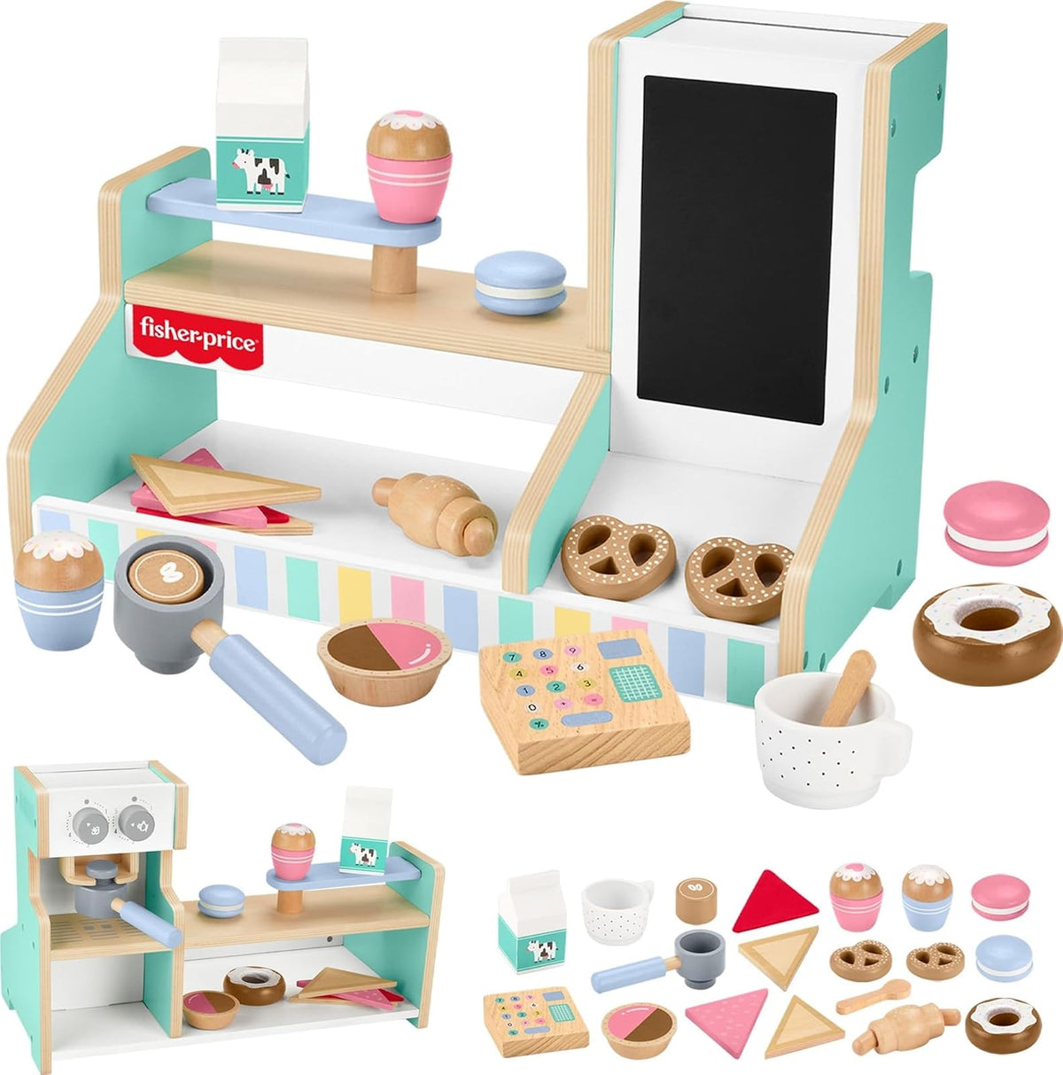 Fisher-Price Juguete para Bebés Set Mi Primer Cafetería de Madera para niños de 3 años en adelante