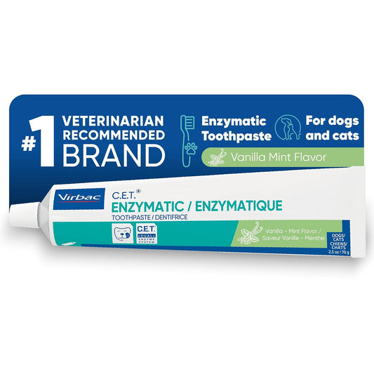 Virbac C.E.T. pasta dental enzimática, Sabor a vainilla y menta, 73,93ml