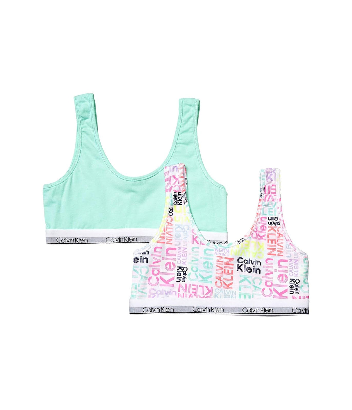 Calvin Klein Brasier Tipo Bralette de Algodón para Mujer - XL - Verde azulado - blanco firma