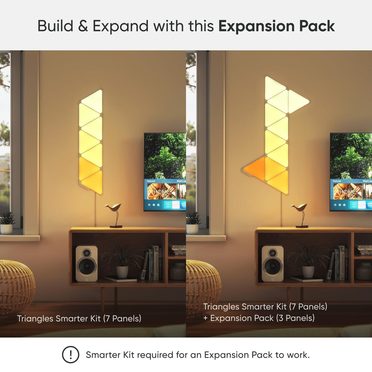 Nanoleaf Shapes - Kit de expansión de iluminación LED inteligente con 3 triángulos