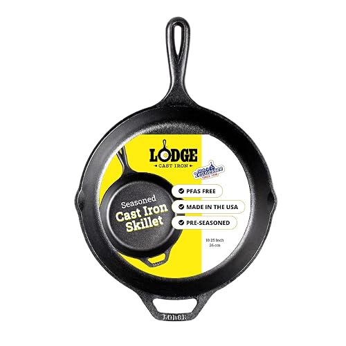 Lodge L8SK3 Sartén previamente curado, 26 cm, Negro, 26.03 cm, 26.03 cm