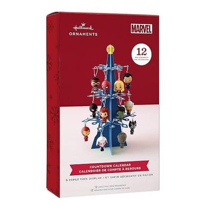 Hallmark Marvel - Juego de árbol de Navidad en Miniatura con 12 Mini Adornos, plástico