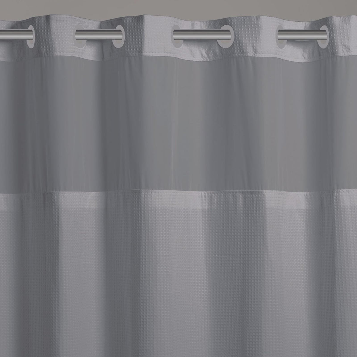 Hookless Cortina de Ducha de Microfibra sin Ganchos, 180 x 188 cm, Color Gris
