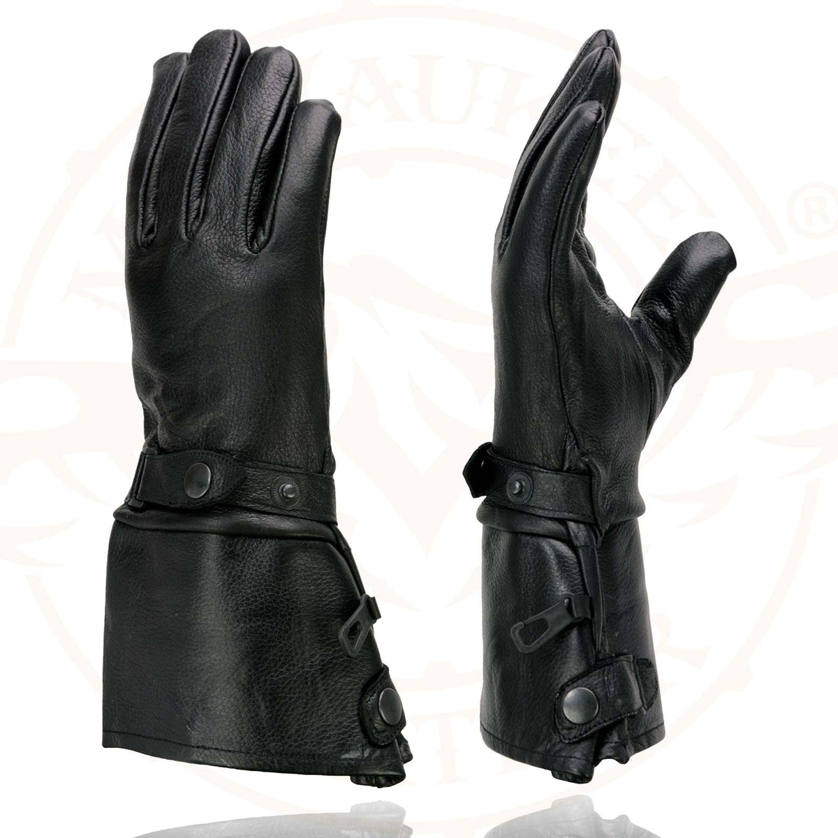 Milwaukee Guantelete de piel para motocicleta, guantes de mano para hombre, piel negro, cierre a presión, forro térmico-SH264, talla XXL