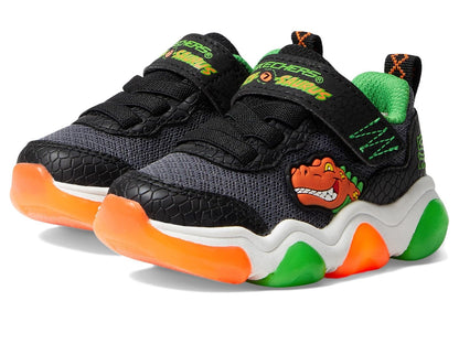 Skechers Mighty Glow Tenis con Luces para Niño - 10.5 cm - Negro - Naranja