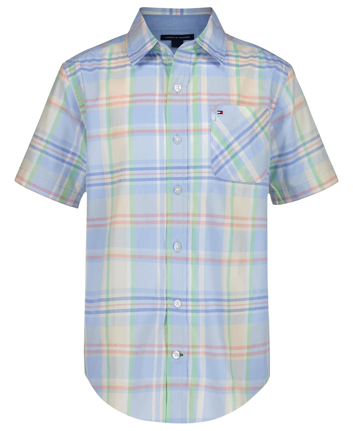 Tommy Hilfiger Camisa Tejida de Manga Corta con Botones para niño - 14-16 - Windsurfer Port Plaid