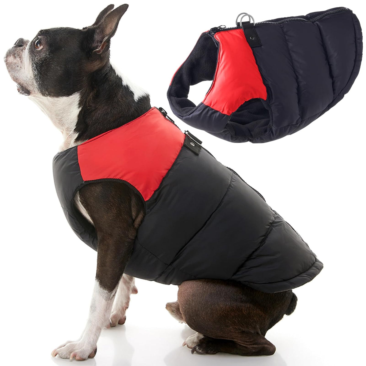 Gooby Chaleco Acolchado con Cierre para Perro - Medium chest (~18.5") - Rojo