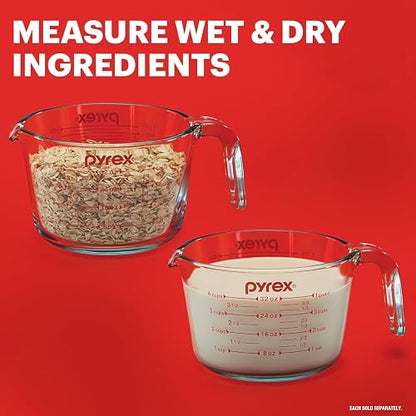 Pyrex Essentials - Juego de tazas medidoras de vidrio (2 unidades) | Para preparar, hornear y cocinar, horno precalentado, lavaplatos, congelador y microondas