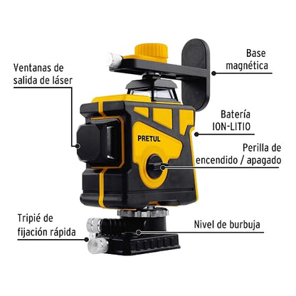 Pretul NL-12P, Nivel láser luz verde recargable con estuche 12 líneas
