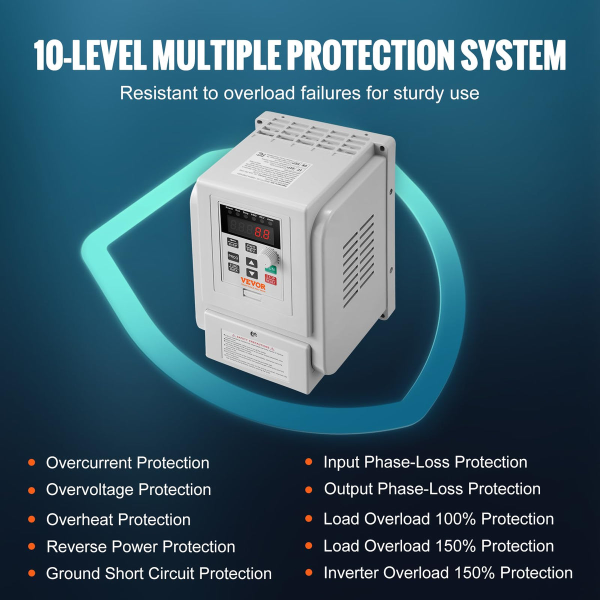 VEVOR VFD 5HP, 4KW, 18A, 1 fase 220V-240V entrada a 3 fases 220V-240V salida variable, 0-400Hz VFD para control de velocidad del motor de CA