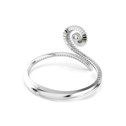 Swarovski Brazalete ariana grande x, crystal pearl, talla baguette, blanco, baño de rodio