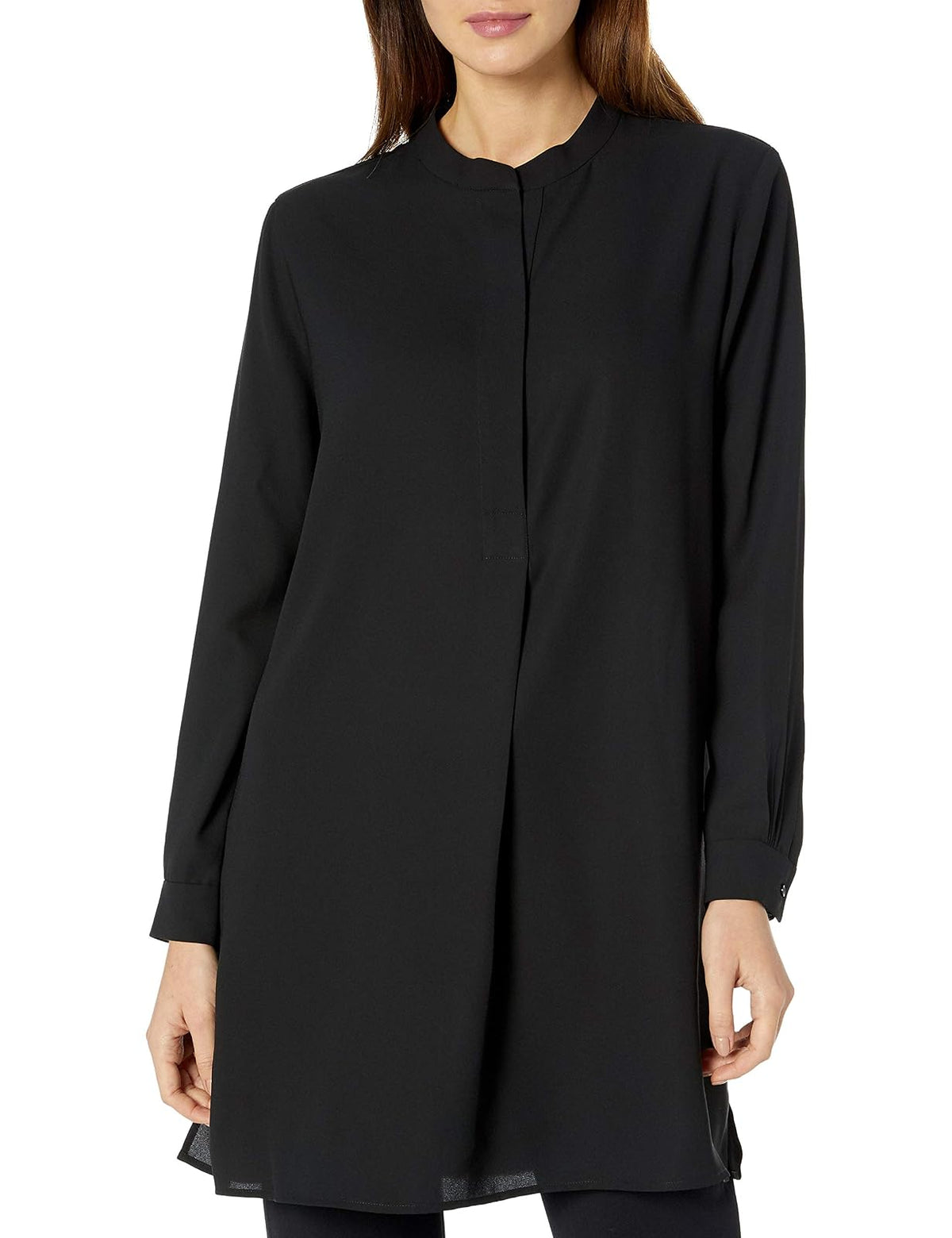 Anne Klein Pop-Over Blouse with Covered Placket and Side Slits Blusas Mujer
