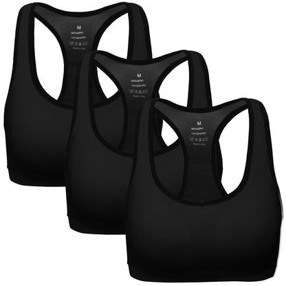 MIRITY Brasier Deportivo de Alto Impacto con Espalda Cruzada - M - Nuevo negro*3