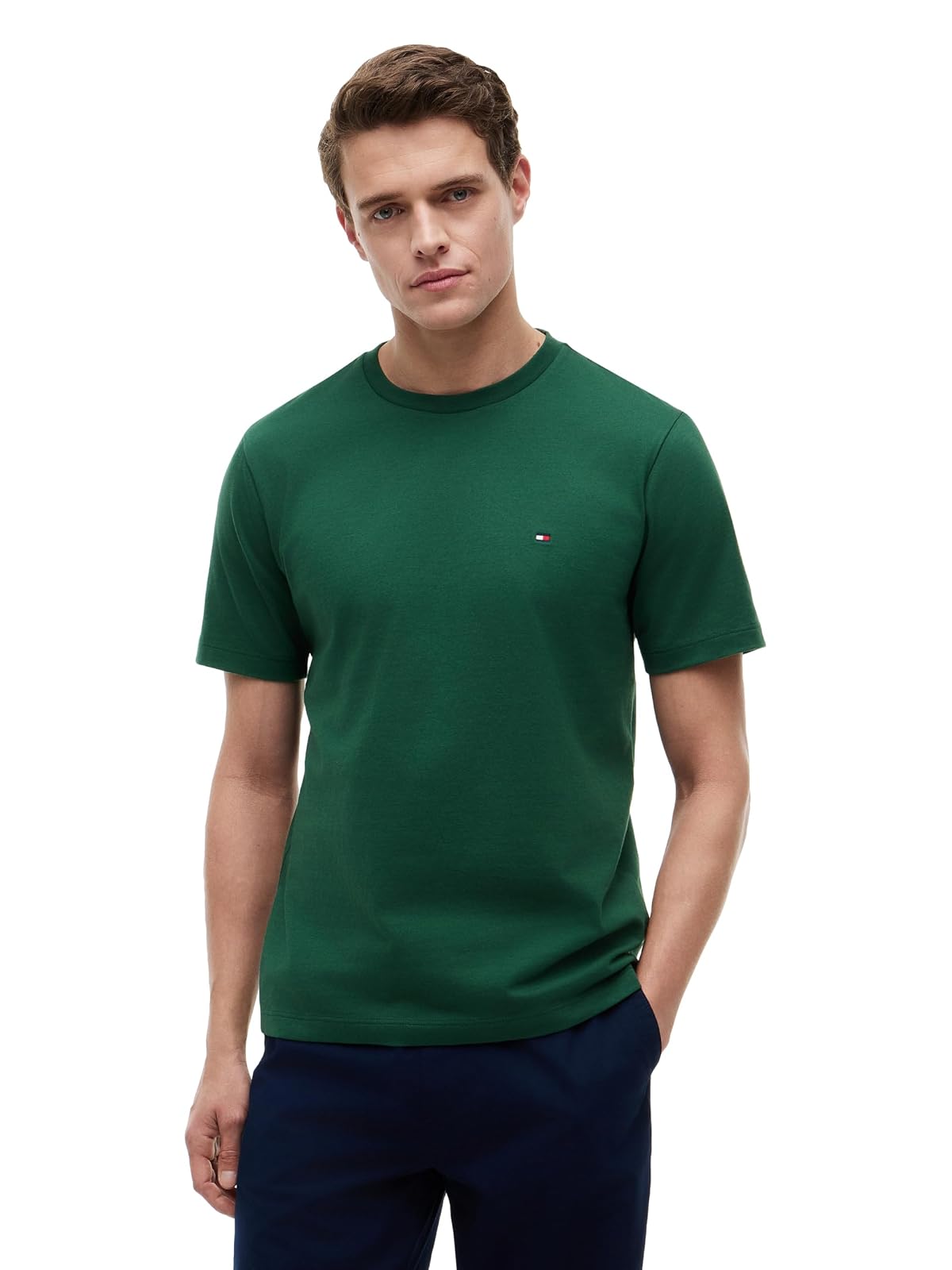 Tommy Hilfiger - Camisetas de Manga Corta de algodón con Cuello Redondo para Hombre, Ajuste Regular - 3X-Large Big Tall - Verde callejero