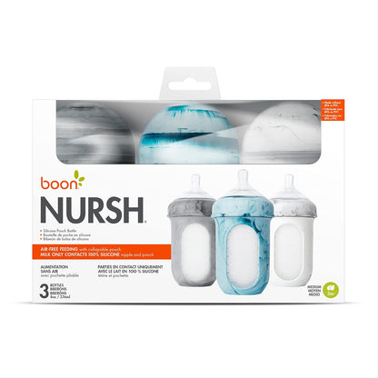 Boon NURSH Reusable Silicone Pouch Bottles - 8oz - Tie Dye (3pk)