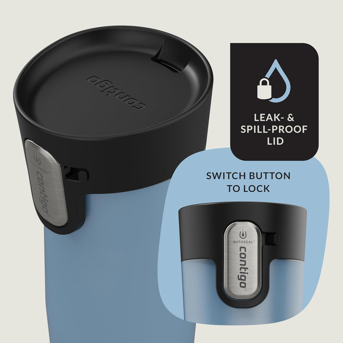 Contigo AUTOSEAL West Loop - Taza de viaje de acero inoxidable aislada al aspiradora con tapa fácil de limpiar, 12 onzas, perla helada glaciar