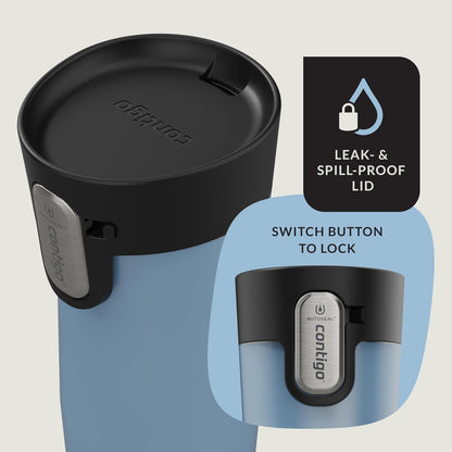 Contigo AUTOSEAL West Loop - Taza de viaje de acero inoxidable aislada al aspiradora con tapa fácil de limpiar, 12 onzas, perla helada glaciar