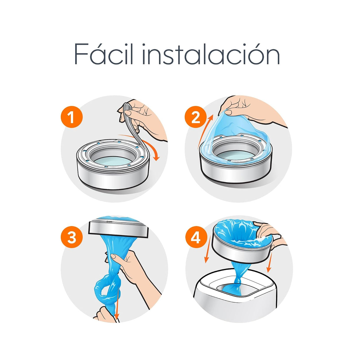 Recambio redondo Diaper Genie Essentials | Paquete de 4 | Capacidad de hasta 1280 pañales tamaño recién nacido