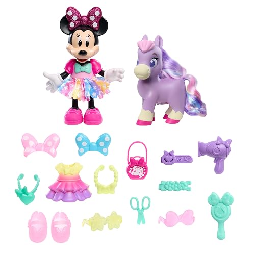 Minnie Mouse Juego Groom & Glam Pony Set de Disney Junior con Accesorios, 21 Piezas, Juego de simulación; Juguetes para niños a Partir de 3 años de Just Play