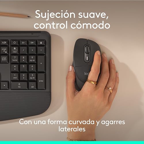 Logitech Signature Comfort Plus M850 L, Mouse inalámbrico, Bluetooth con Almohadilla para la Palma, clics discretos, autonomía de 24 Meses, Botones Personalizables, Windows, Mac y iPad - Negro