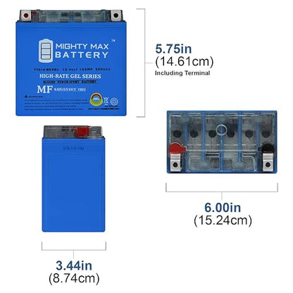 Mighty MAX Battery Batería YTX14-BSGEL -12 voltios 12 AH, 200 CCA, batería Recargable sin Mantenimiento SLA AGM para Motocicleta