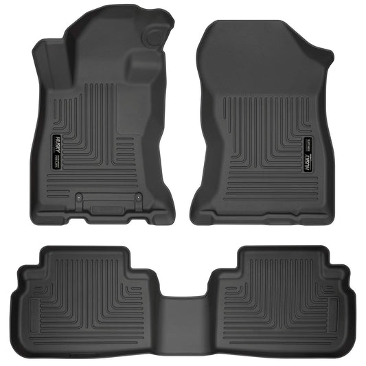 Husky Liners Weatherbeater - Alfombrillas para Subaru Forester 2019-2024 | Frente y 2ª Fila, 3 Piezas, Color Negro - 95891