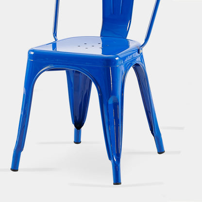 AC Pacific - Sillas de Comedor industriales de Metal de 18 Pulgadas de Altura, Asiento apilable de Cocina o Bar, diseño Moderno Duradero, Muebles de Acento versátiles, Juego de 2, Azul