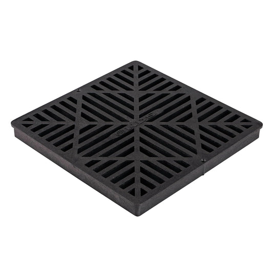 NDS 1211G* Rejilla de Drenaje Cuadrada para Lavabo de Captura, diseño de Diamante, se Adapta a Drenaje de Lavabo de 12 Pulgadas, elevadores y Adaptador de Perfil bajo, 12 Pulgadas, plástico, Negro