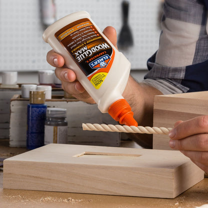 Elmer's Pegamento para Madera de Carpintero Max E7310 | Bronceado, 16 onzas, interior/exterior, resistente al agua, formula con fibras de madera